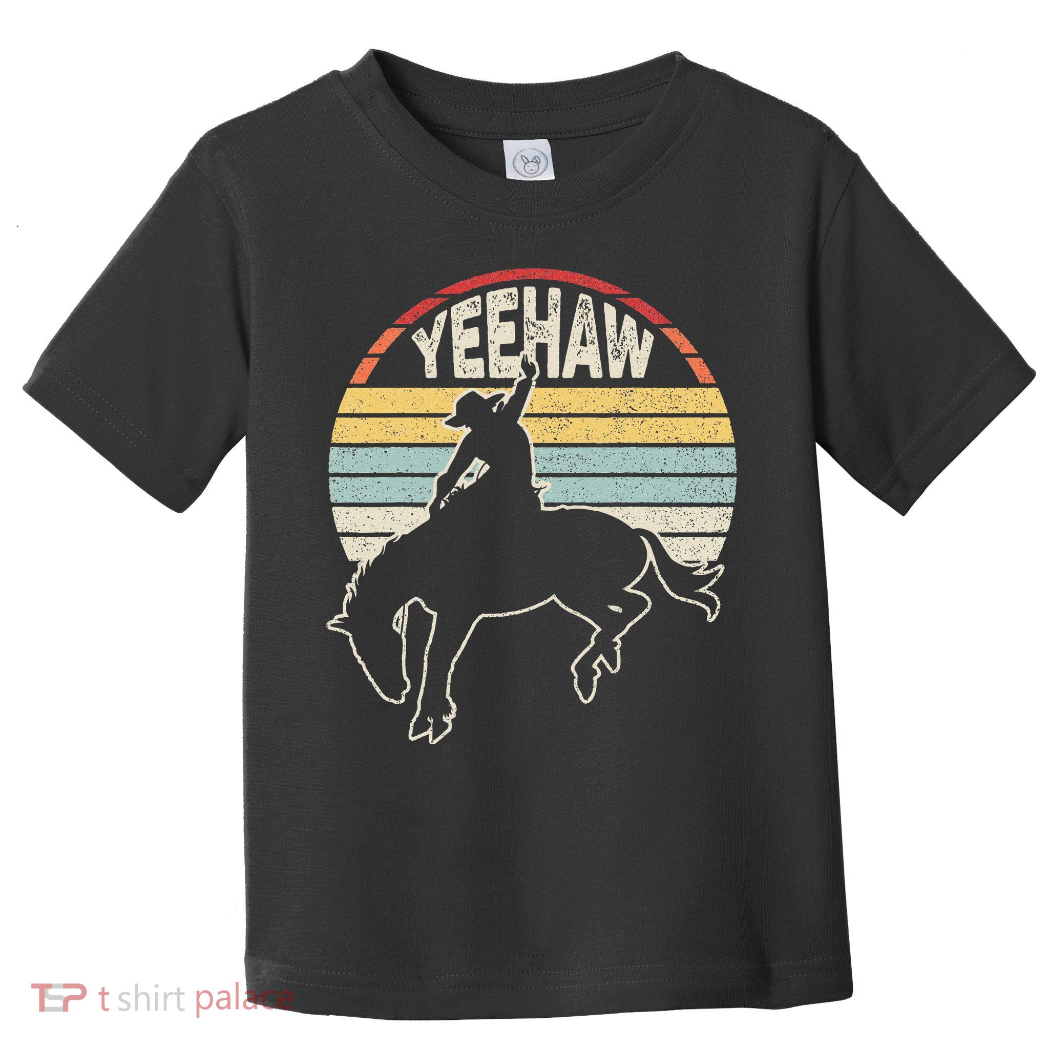 Retro Horse Riding Yeehaw Rodeo Cowboy Western Country Toddler T-Shirt