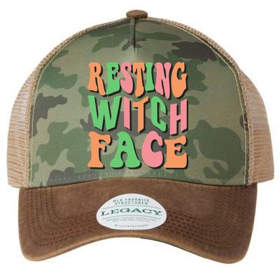 Retro Halloween Resting Witch Face Gift Legacy Tie Dye Trucker Hat