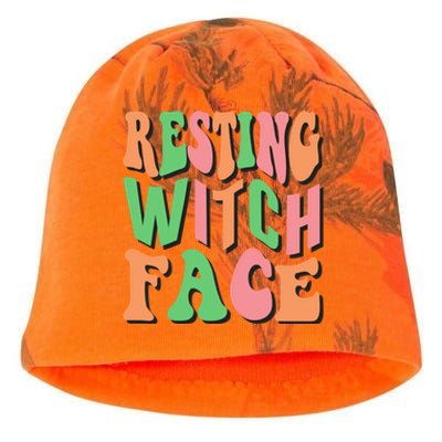 Retro Halloween Resting Witch Face Gift Kati - Camo Knit Beanie