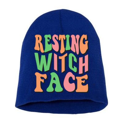 Retro Halloween Resting Witch Face Gift Short Acrylic Beanie