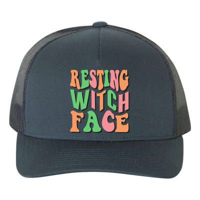 Retro Halloween Resting Witch Face Gift Yupoong Adult 5-Panel Trucker Hat