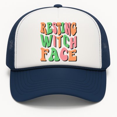 Retro Halloween Resting Witch Face Gift Trucker Hat