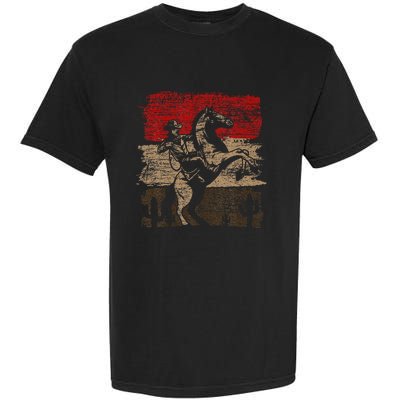 Retro Horse Riding Western Cowboy Garment-Dyed Heavyweight T-Shirt