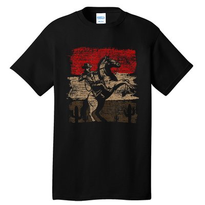 Retro Horse Riding Western Cowboy Tall T-Shirt