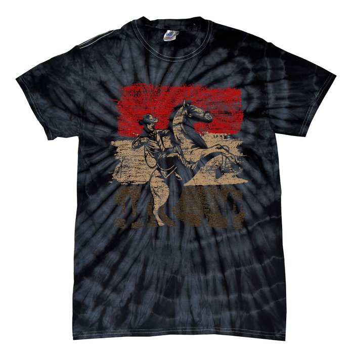 Retro Horse Riding Western Cowboy Tie-Dye T-Shirt