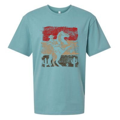 Retro Horse Riding Western Cowboy Sueded Cloud Jersey T-Shirt