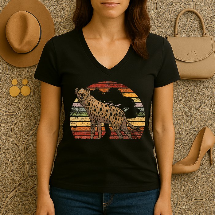 Retro Hyena Women's V-Neck T-Shirt