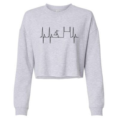 Rugby Heartbeat Rugby Player Fan Cool Gift Cropped Pullover Crew