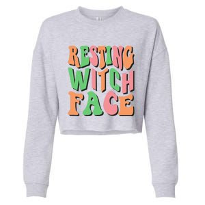 Retro Halloween Resting Witch Face Gift Cropped Pullover Crew