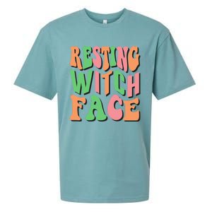 Retro Halloween Resting Witch Face Gift Sueded Cloud Jersey T-Shirt