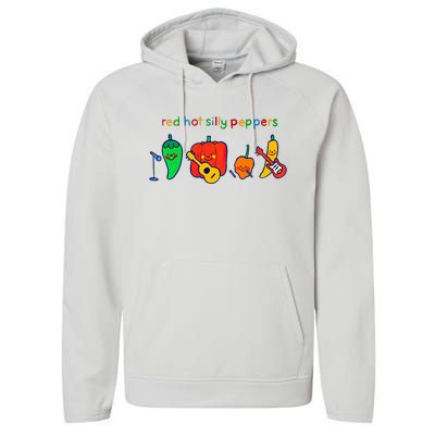 Red Hot Silly Peppers Funny Performance Fleece Hoodie