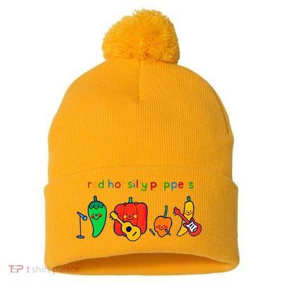 Red Hot Silly Peppers Funny Pom Pom 12in Knit Beanie