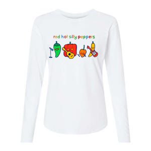 Red Hot Silly Peppers Funny Womens Cotton Relaxed Long Sleeve T-Shirt