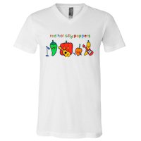 Red Hot Silly Peppers Funny V-Neck T-Shirt