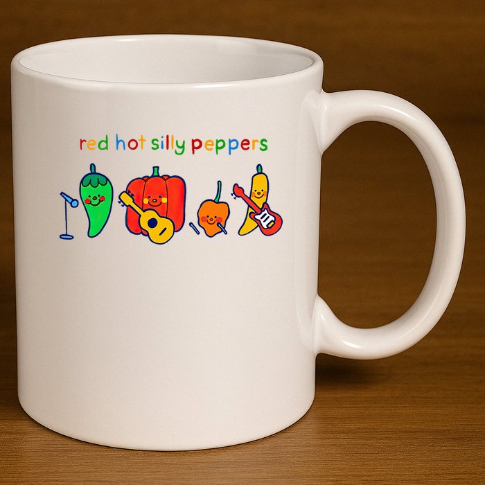 Red Hot Silly Peppers Funny 11oz C Handle Ceramic Mug