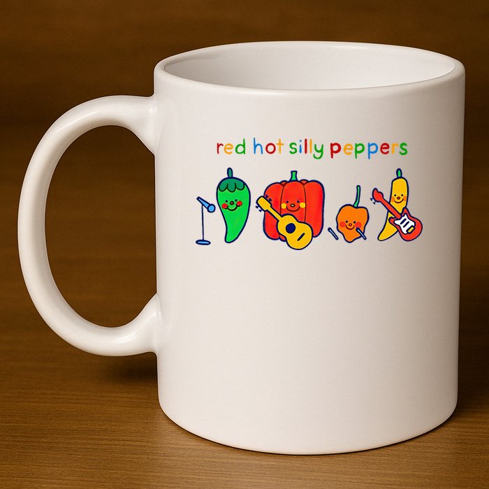 Red Hot Silly Peppers Funny 11oz C Handle Ceramic Mug