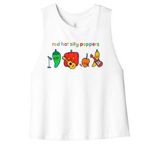 Red Hot Silly Peppers Funny Women's Racerback Cropped Tank