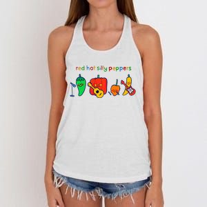 Red Hot Silly Peppers Funny Women's Knotted Racerback Tank