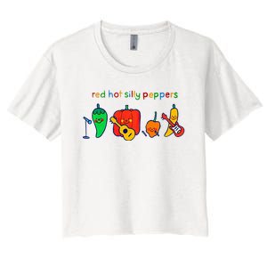 Red Hot Silly Peppers Funny Women's Crop Top Tee