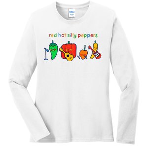 Red Hot Silly Peppers Funny Ladies Long Sleeve Shirt