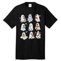 Retro Halloween Science Teacher Ghost Laboratory Teacher Gift Tall T-Shirt