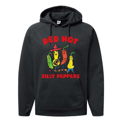 Red Hot Silly Peppers Fun Design Performance Fleece Hoodie