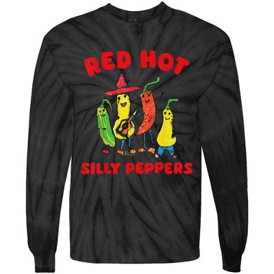 Red Hot Silly Peppers Fun Design Tie-Dye Long Sleeve Shirt