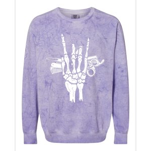 Rock Hand Skeleton Barber Hairstylist Hairdresser Cute Gift Colorblast Crewneck Sweatshirt