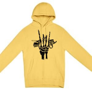 Rock Hand Skeleton Barber Hairstylist Hairdresser Cute Gift Premium Pullover Hoodie