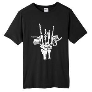 Rock Hand Skeleton Barber Hairstylist Hairdresser Cute Gift Tall Fusion ChromaSoft Performance T-Shirt