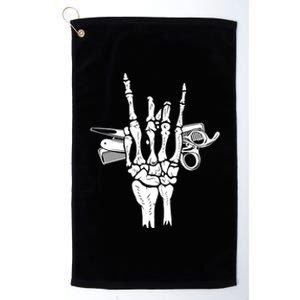 Rock Hand Skeleton Barber Hairstylist Hairdresser Cute Gift Platinum Collection Golf Towel