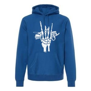 Rock Hand Skeleton Barber Hairstylist Hairdresser Cute Gift Premium Hoodie