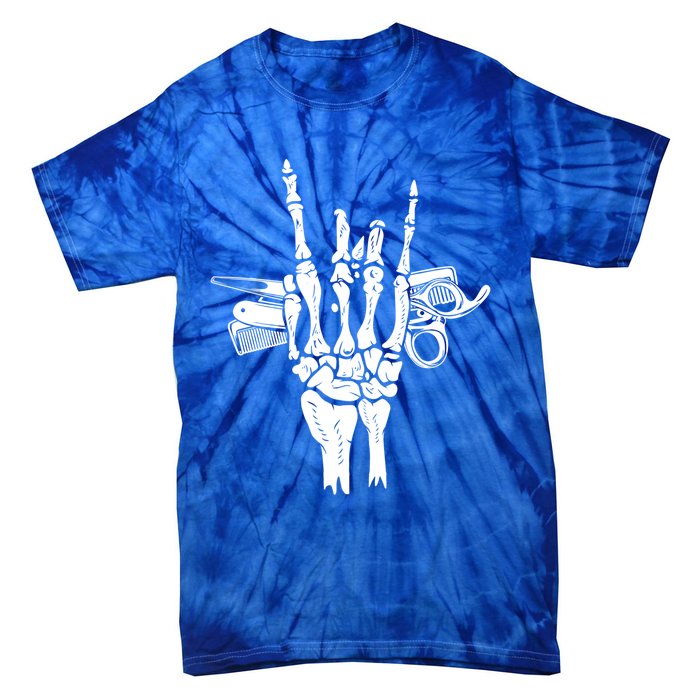 Rock Hand Skeleton Barber Hairstylist Hairdresser Cute Gift Tie-Dye T-Shirt