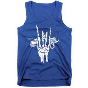 Rock Hand Skeleton Barber Hairstylist Hairdresser Cute Gift Tank Top