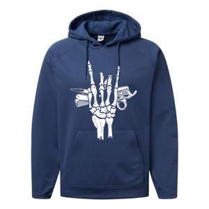 Rock Hand Skeleton Barber Hairstylist Hairdresser Cute Gift Performance Fleece Hoodie