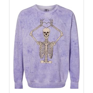 Retro Halloween Skeleton Hands Heart Costume Gift Colorblast Crewneck Sweatshirt