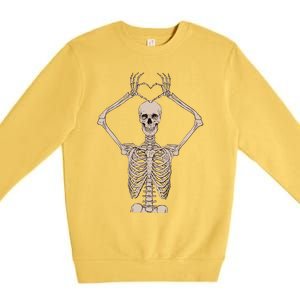 Retro Halloween Skeleton Hands Heart Costume Gift Premium Crewneck Sweatshirt