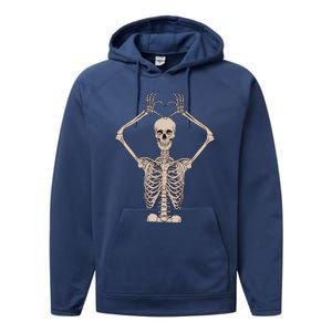 Retro Halloween Skeleton Hands Heart Costume Gift Performance Fleece Hoodie