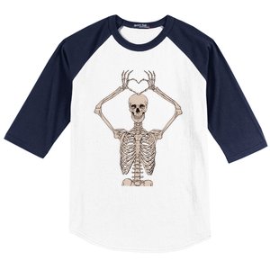 Retro Halloween Skeleton Hands Heart Costume Gift Baseball Sleeve Shirt