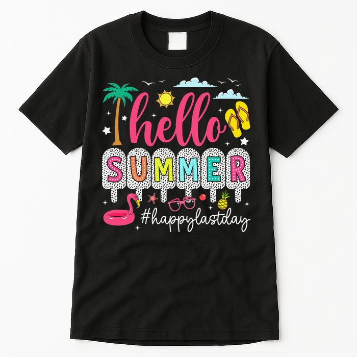 Retro Hello Summer Happy Last Day Of School Teacher Student Tall T-Shirt