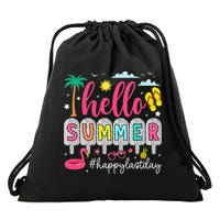 Retro Hello Summer Happy Last Day Of School Teacher Student Drawstring Bag