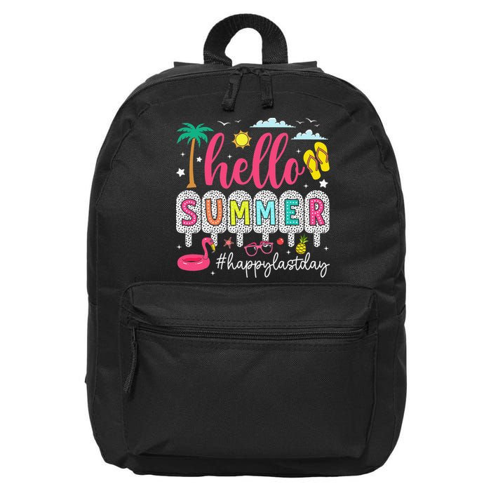 Retro Hello Summer Happy Last Day Of School Teacher Student 16 in Basic Backpack
