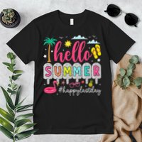 Retro Hello Summer Happy Last Day Of School Teacher Student Premium T-Shirt