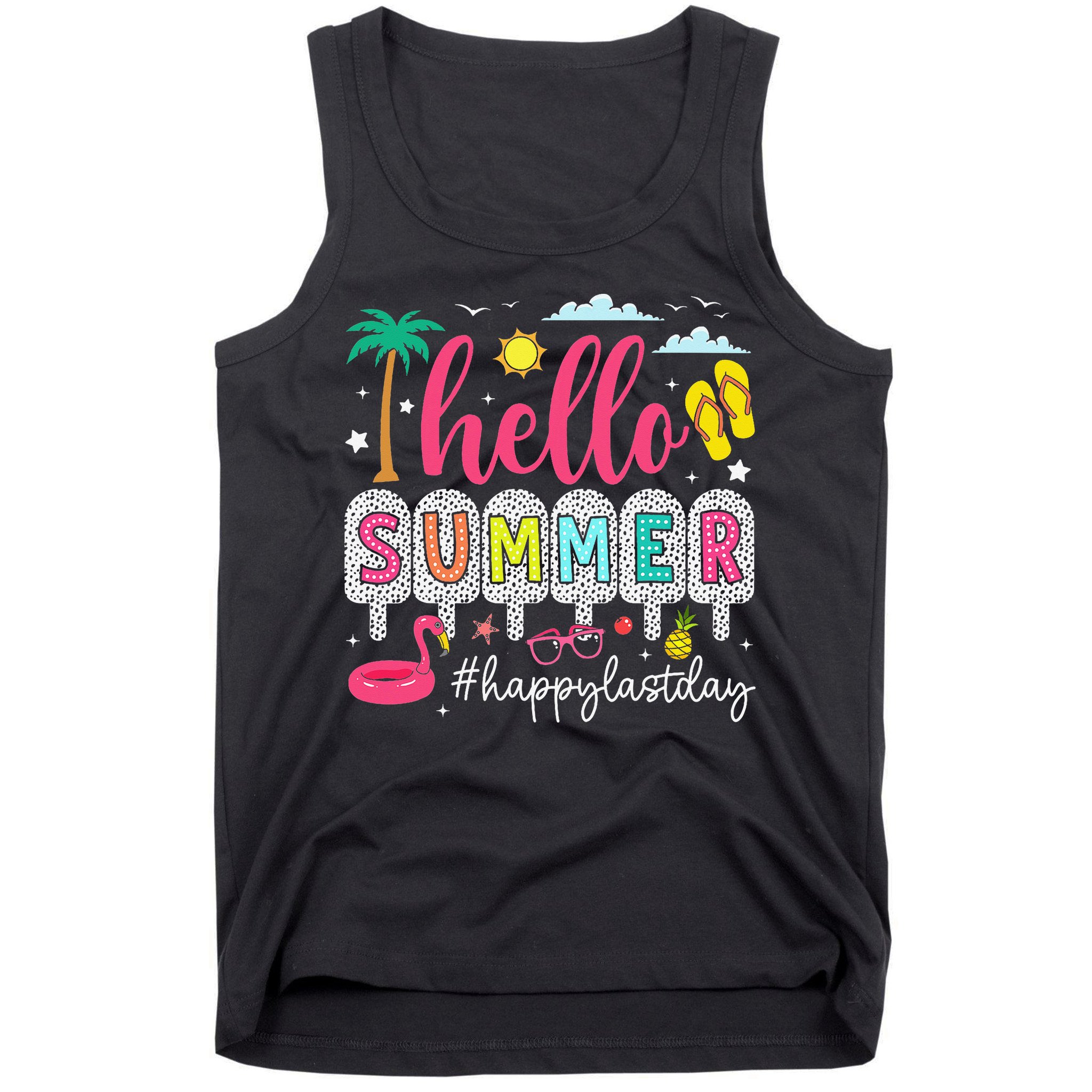 Retro Hello Summer Happy Last Day Of School Teacher Student Tank Top