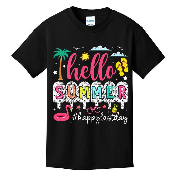 Retro Hello Summer Happy Last Day Of School Teacher Student Kids T-Shirt