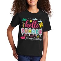 Retro Hello Summer Happy Last Day Of School Teacher Student Kids T-Shirt
