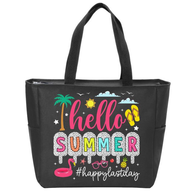 Retro Hello Summer Happy Last Day Of School Teacher Student Zip Tote Bag