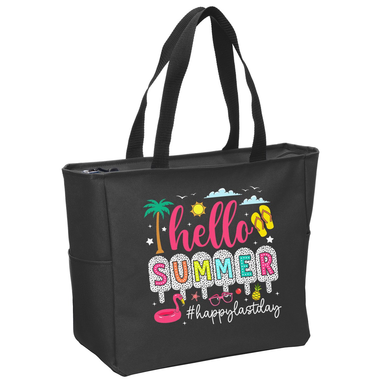 Retro Hello Summer Happy Last Day Of School Teacher Student Zip Tote Bag