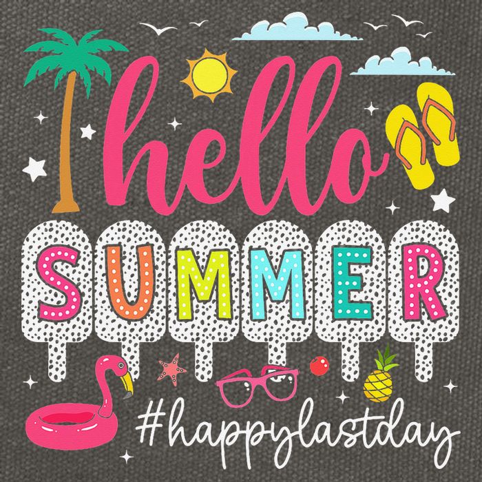 Retro Hello Summer Happy Last Day Of School Teacher Student Cotton Canvas Backpack