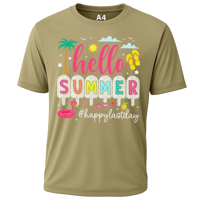 Retro Hello Summer Happy Last Day Of School Teacher Student Cooling Performance Crew T-Shirt
